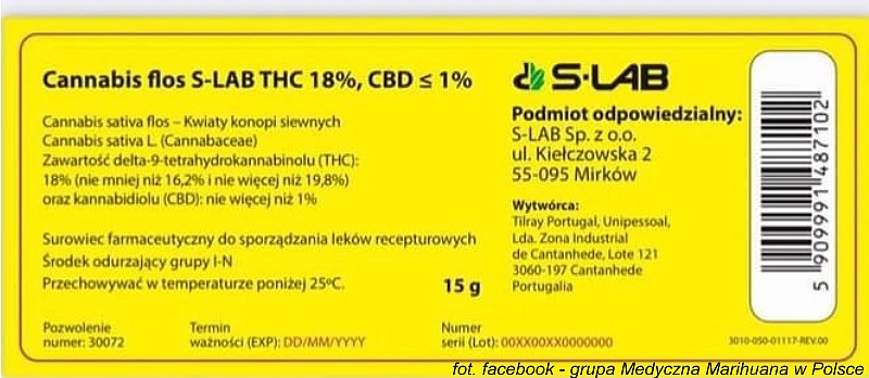 Cannabis Flos S-LAB THC 18%, CBD ≤ 1%